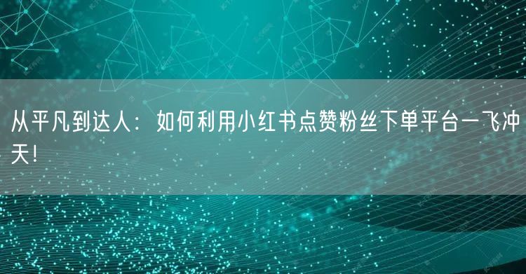 从平凡到达人：如何利用小红书点赞粉丝下单平台一飞冲天！