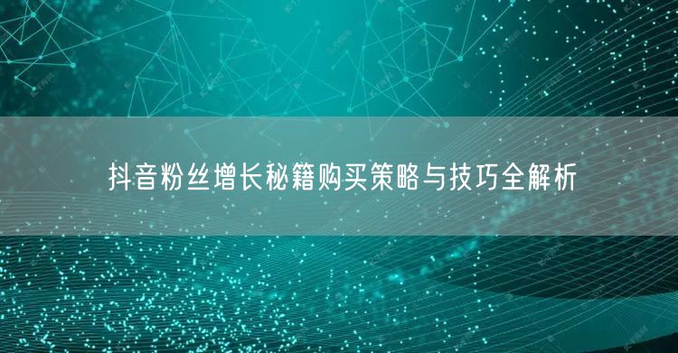 抖音粉丝增长秘籍购买策略与技巧全解析