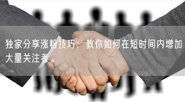 独家分享涨粉技巧：教你如何在短时间内增加大量关注者。