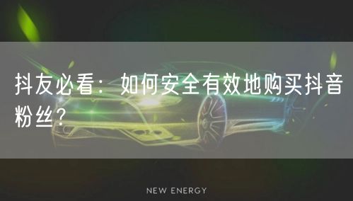 抖友必看：如何安全有效地购买抖音粉丝？