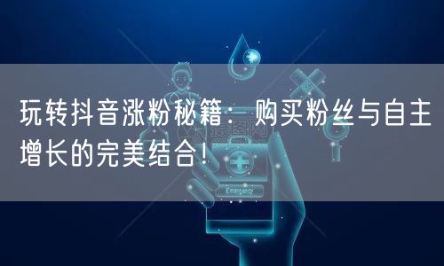 玩转抖音涨粉秘籍：购买粉丝与自主增长的完美结合！