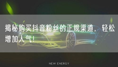 揭秘购买抖音粉丝的正规渠道，轻松增加人气！
