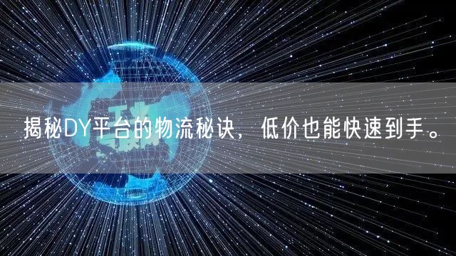 揭秘DY平台的物流秘诀，低价也能快速到手。