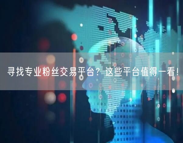 寻找专业粉丝交易平台？这些平台值得一看！