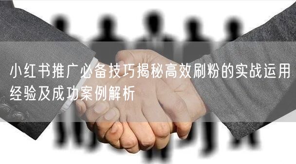 小红书推广必备技巧揭秘高效刷粉的实战运用经验及成功案例解析