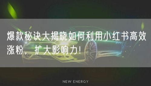 爆款秘诀大揭晓如何利用小红书高效涨粉，扩大影响力！