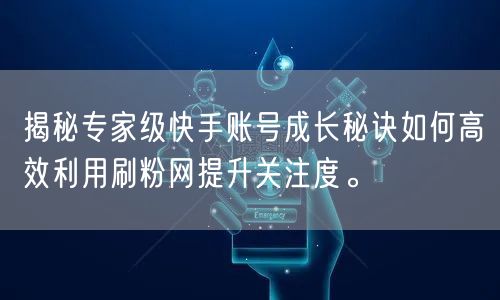 揭秘专家级快手账号成长秘诀如何高效利用刷粉网提升关注度。