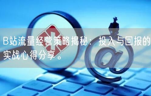 B站流量经营策略揭秘：投入与回报的实战心得分享。