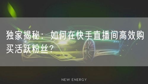 独家揭秘:如何在快手直播间高效购买活跃粉丝?